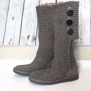 Ugg Classic Cardy Tall Knit Grey Like New Grey Women's Boots Size 8 # 5819